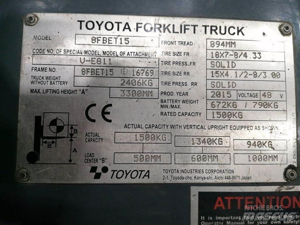 Toyota 8FBET15 Електронавантажувачі