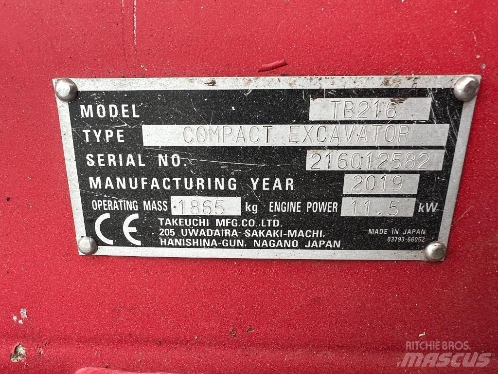 Takeuchi TB 216 Міні-екскаватори < 7т