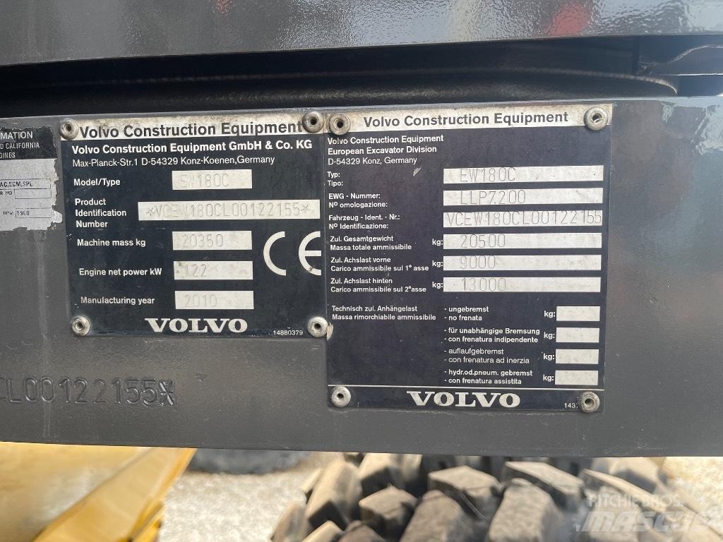 Volvo EW 180 C Колісні екскаватори