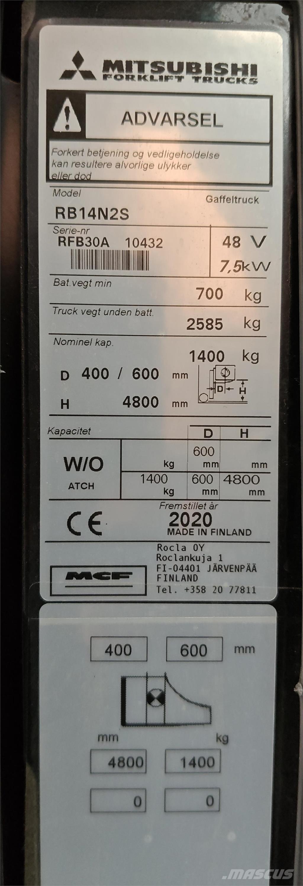 Mitsubishi RB14N2S Річ-трак із високим підйомом