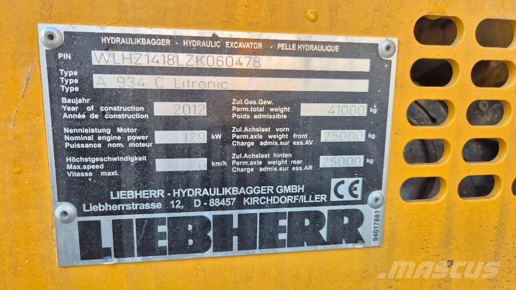 Liebherr A 934 C Перевантажувачі металобрухту/промислові навантажувачі