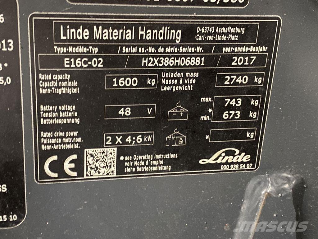 Linde E16C-02 Електронавантажувачі