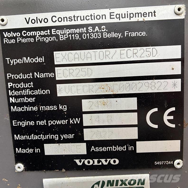 Volvo ECR25D Міні-екскаватори < 7т