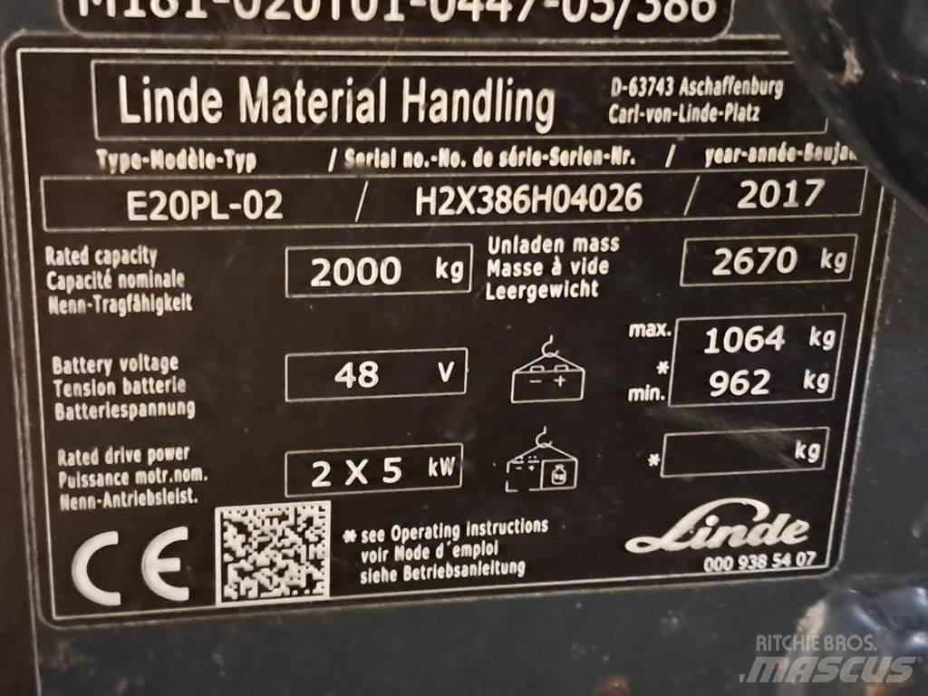 Linde E20PL-02 Електронавантажувачі