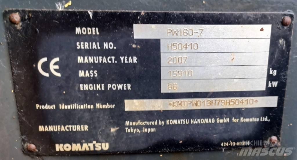 Komatsu PW 160-7 Колісні екскаватори