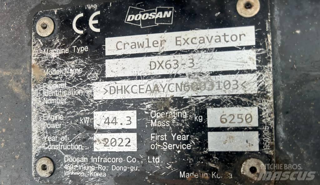 Doosan DX 63-3 Гусеничні екскаватори