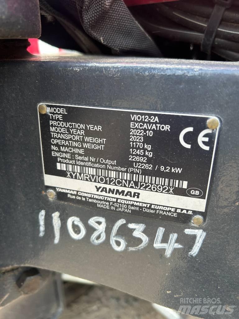 Yanmar VIO12-2A Міні-екскаватори < 7т