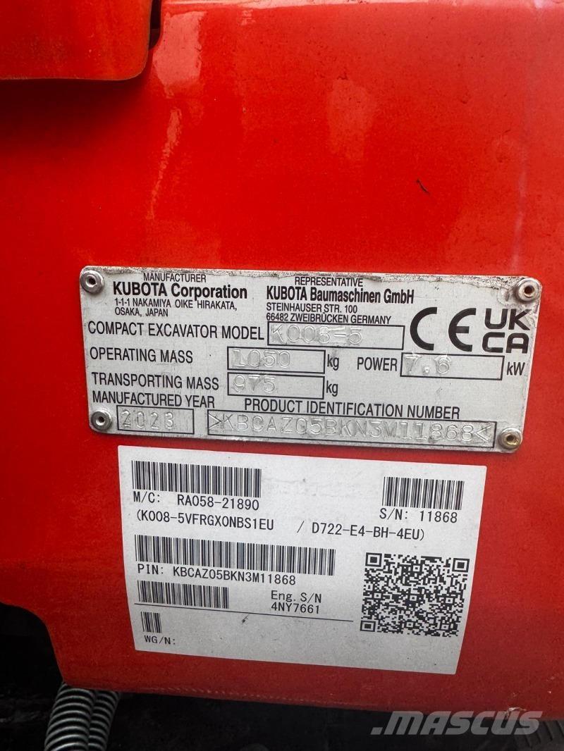 Kubota K008-5 Міні-екскаватори < 7т