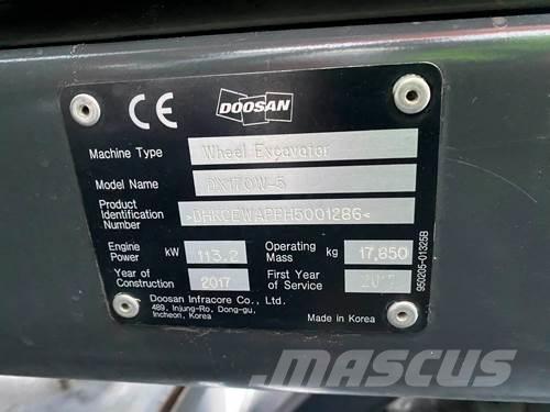 Doosan DX170W-5 Колісні екскаватори