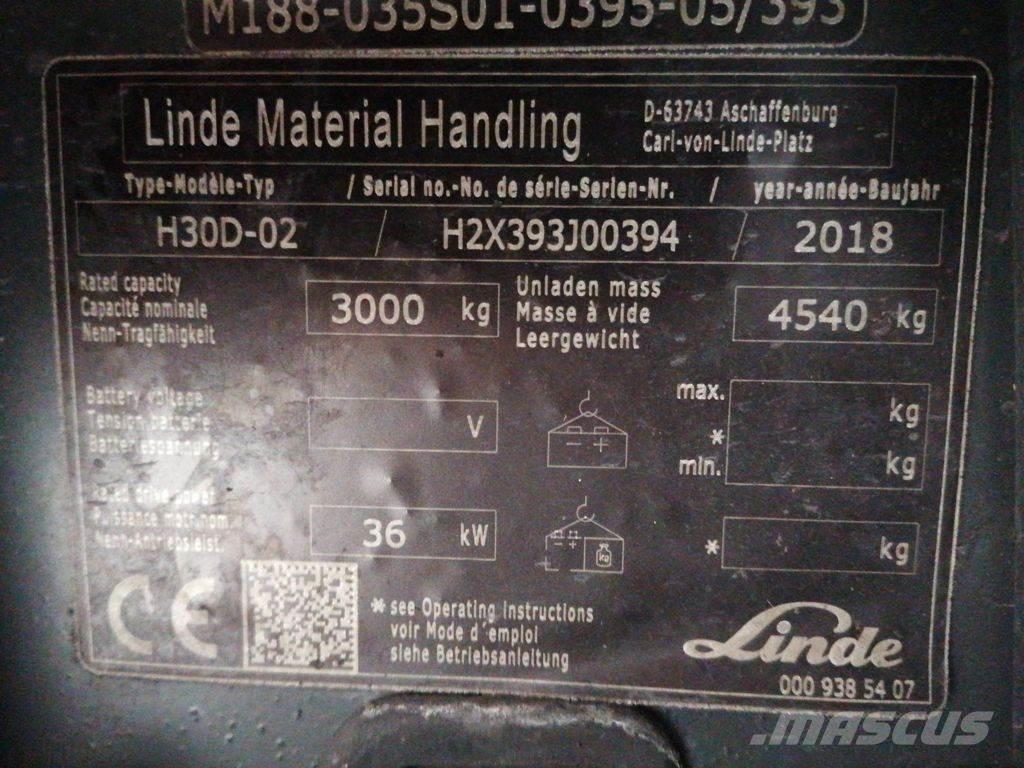 Linde H30D-02 Дизельні навантажувачі
