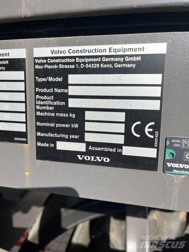 Volvo EW160E Колісні екскаватори