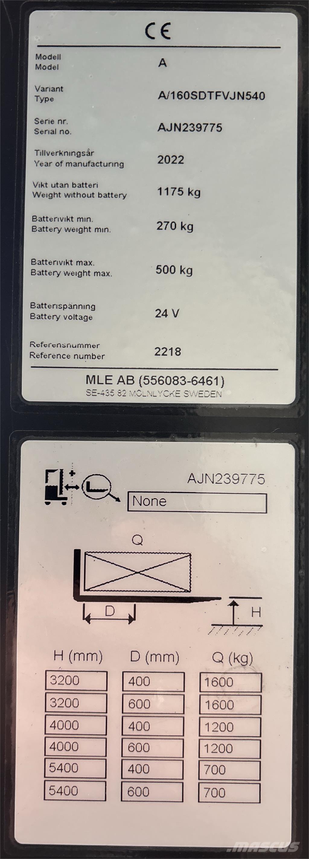 Atlet A160 Самохідні електроштабелери