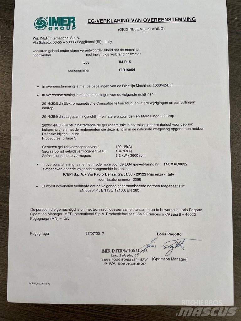 Imer IMR 15B Колінчаті підйомники