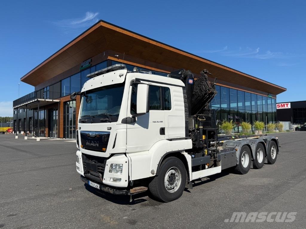 MAN Crane + hook lift Автокрани