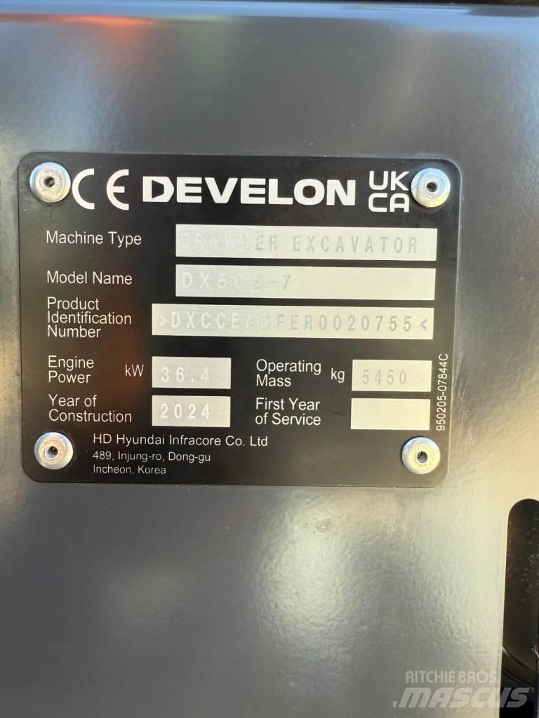 Develon DX 50 Z-7 Міні-екскаватори < 7т