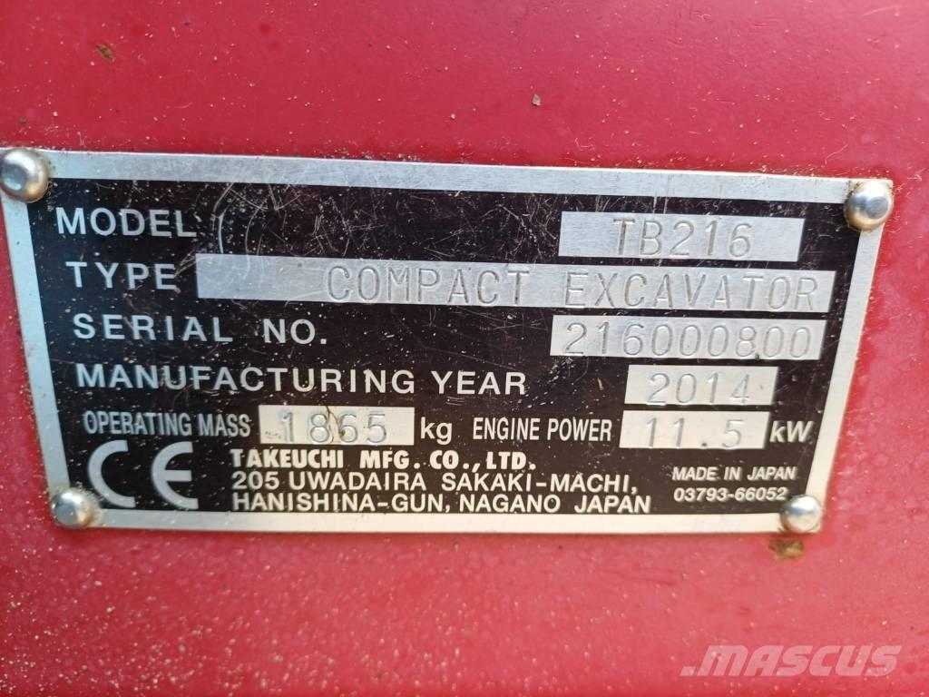 Takeuchi TB 216 Міні-екскаватори < 7т