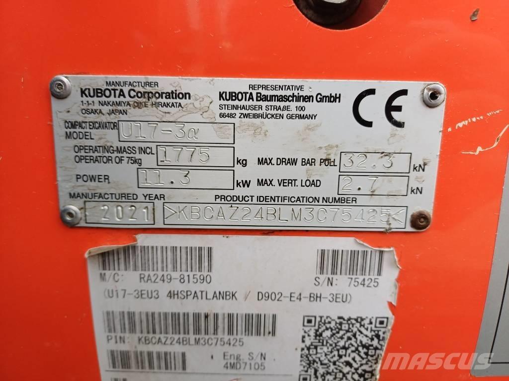 Kubota U 17-3 Міні-екскаватори < 7т