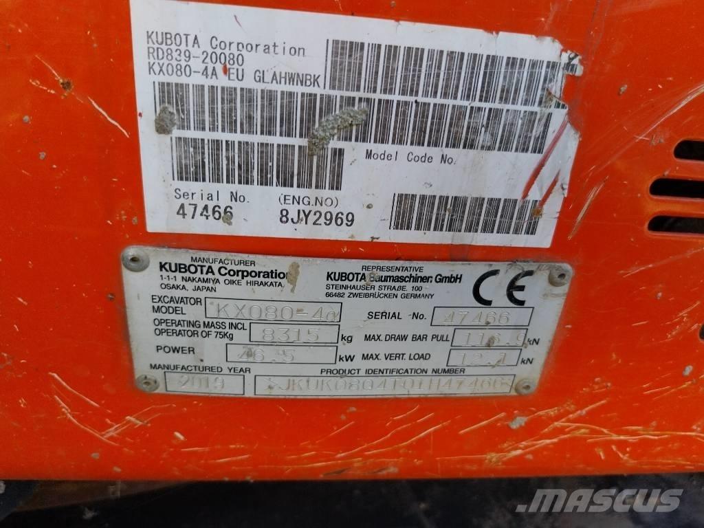 Kubota KX 080-4 Середні екскаватори 7т. - 12т.