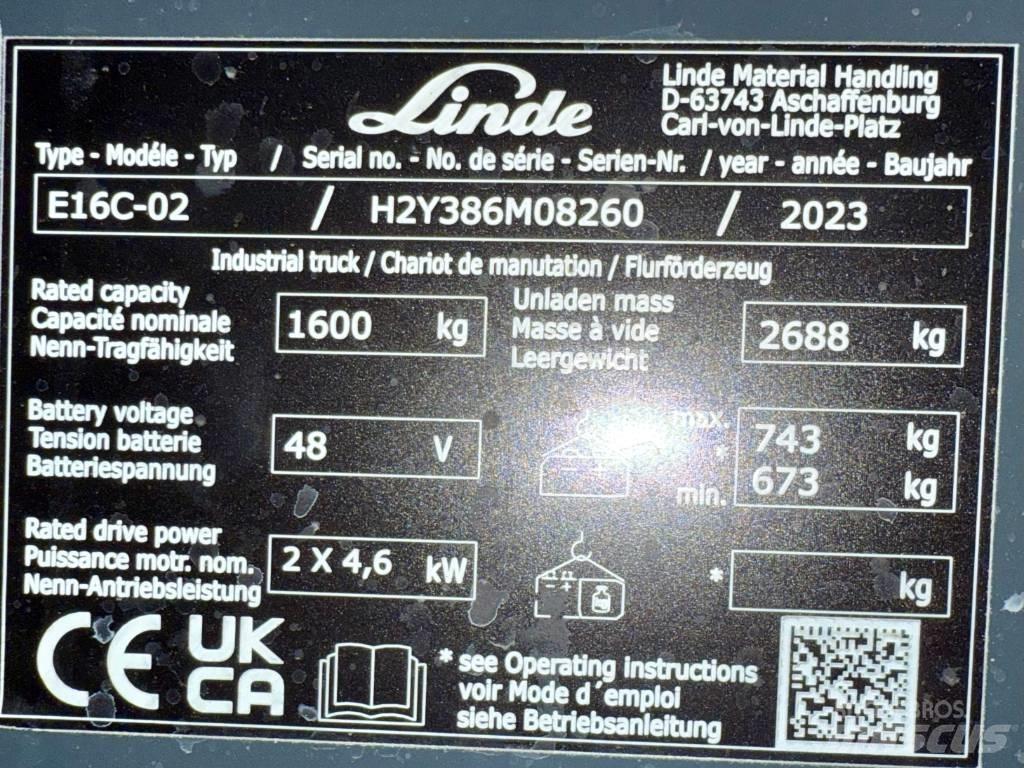 Linde E16C/386-02 Електронавантажувачі