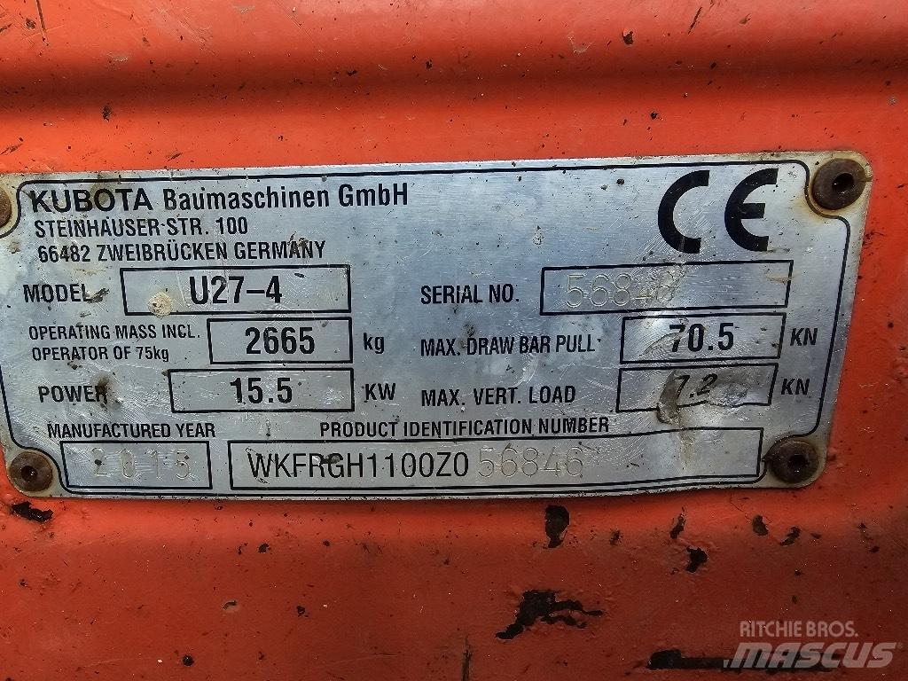 Kubota U 27-4 Міні-екскаватори < 7т