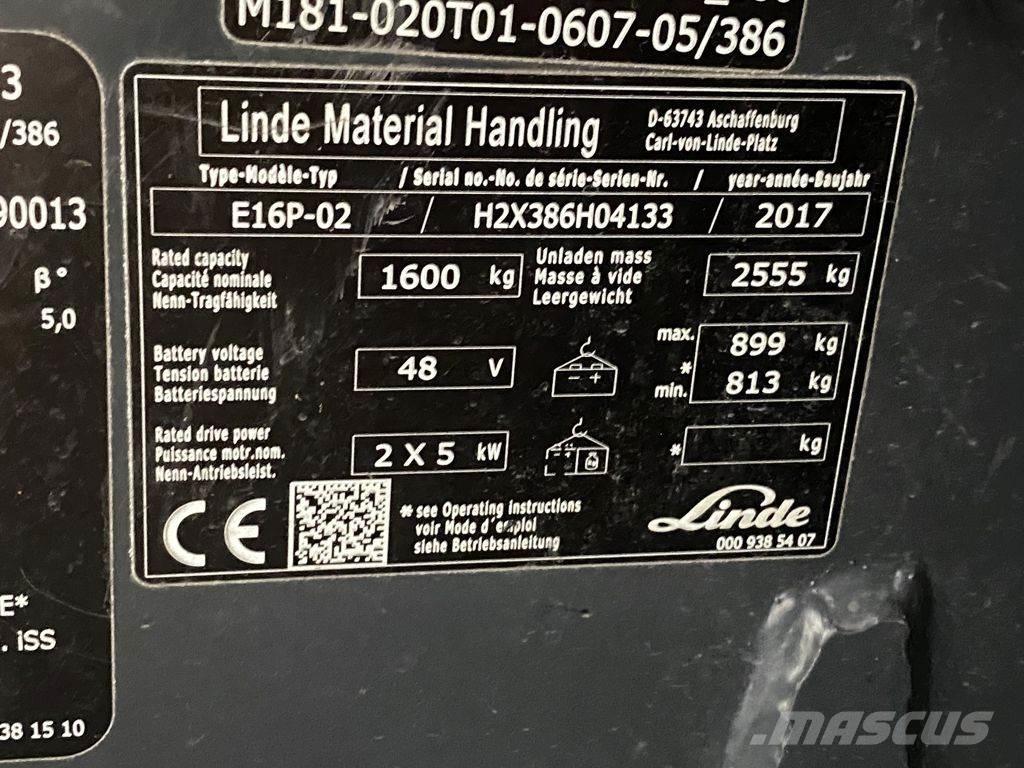 Linde E16P-02 Електронавантажувачі