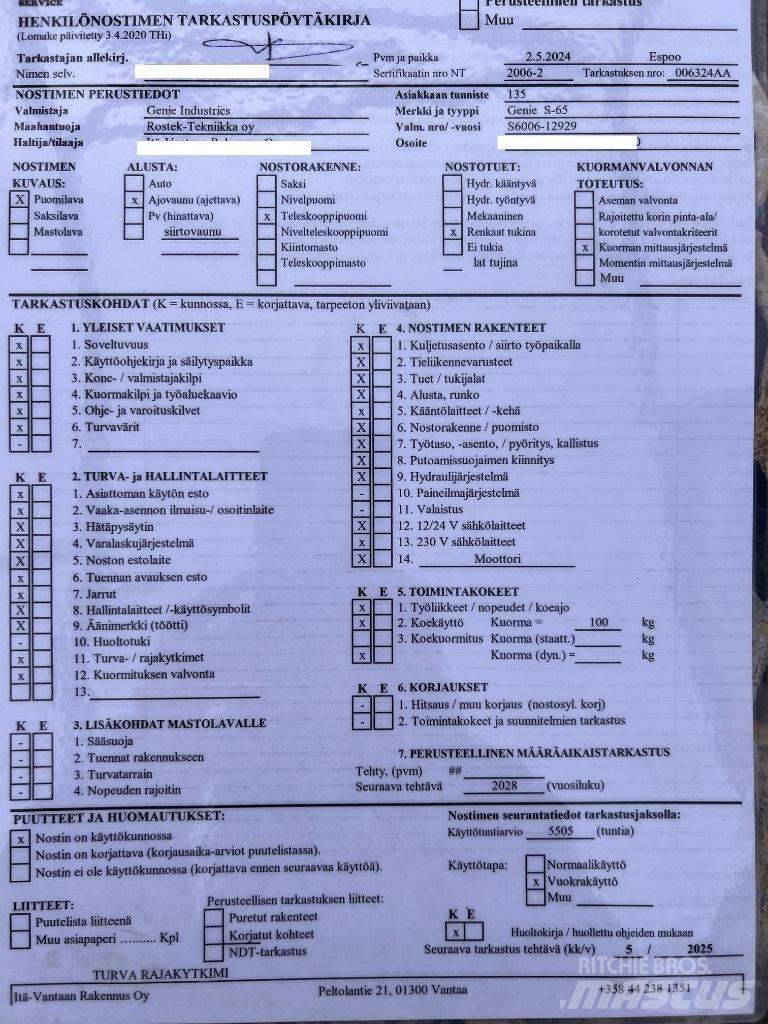Genie s 65 Колінчаті підйомники
