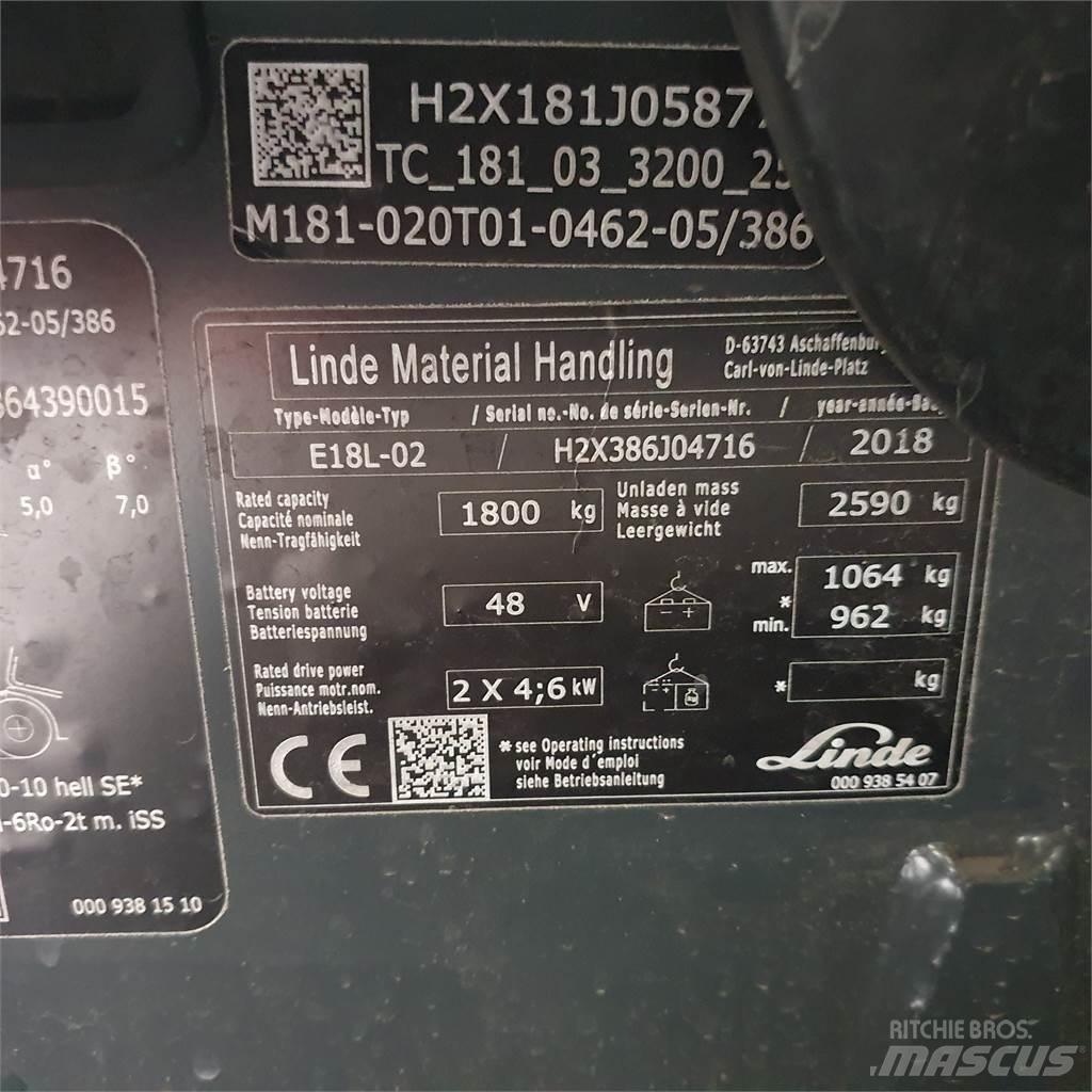 Linde E18L Електронавантажувачі