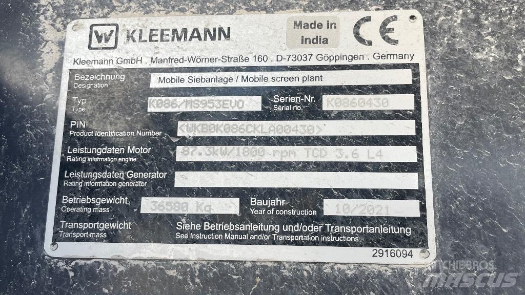 Kleemann 953 Просіювачі