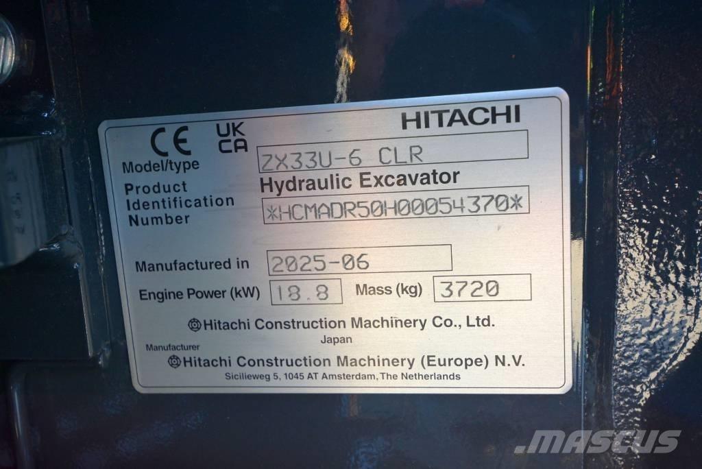 Hitachi ZX 33 U-6 Міні-екскаватори < 7т