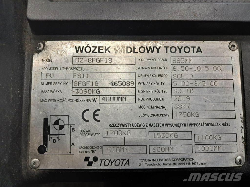 Toyota 02-8FGF18 Газові навантажувачі