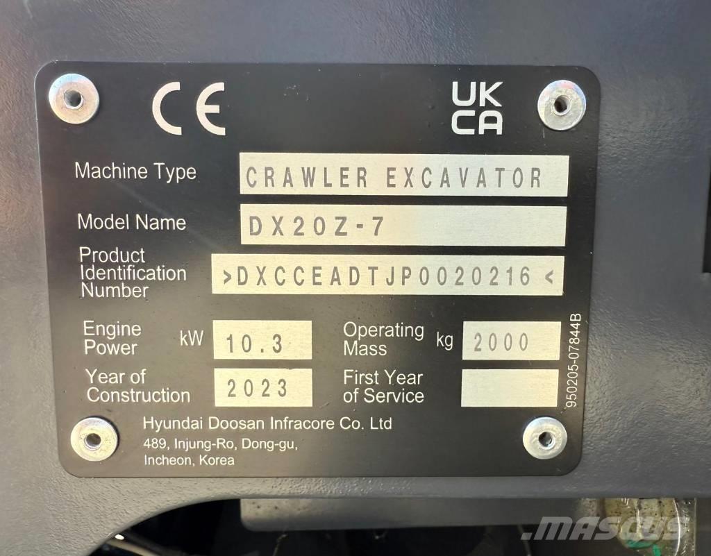 Doosan DX 20 Z-7 Міні-екскаватори < 7т