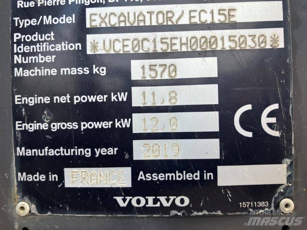 Volvo EC 15 E Міні-екскаватори < 7т