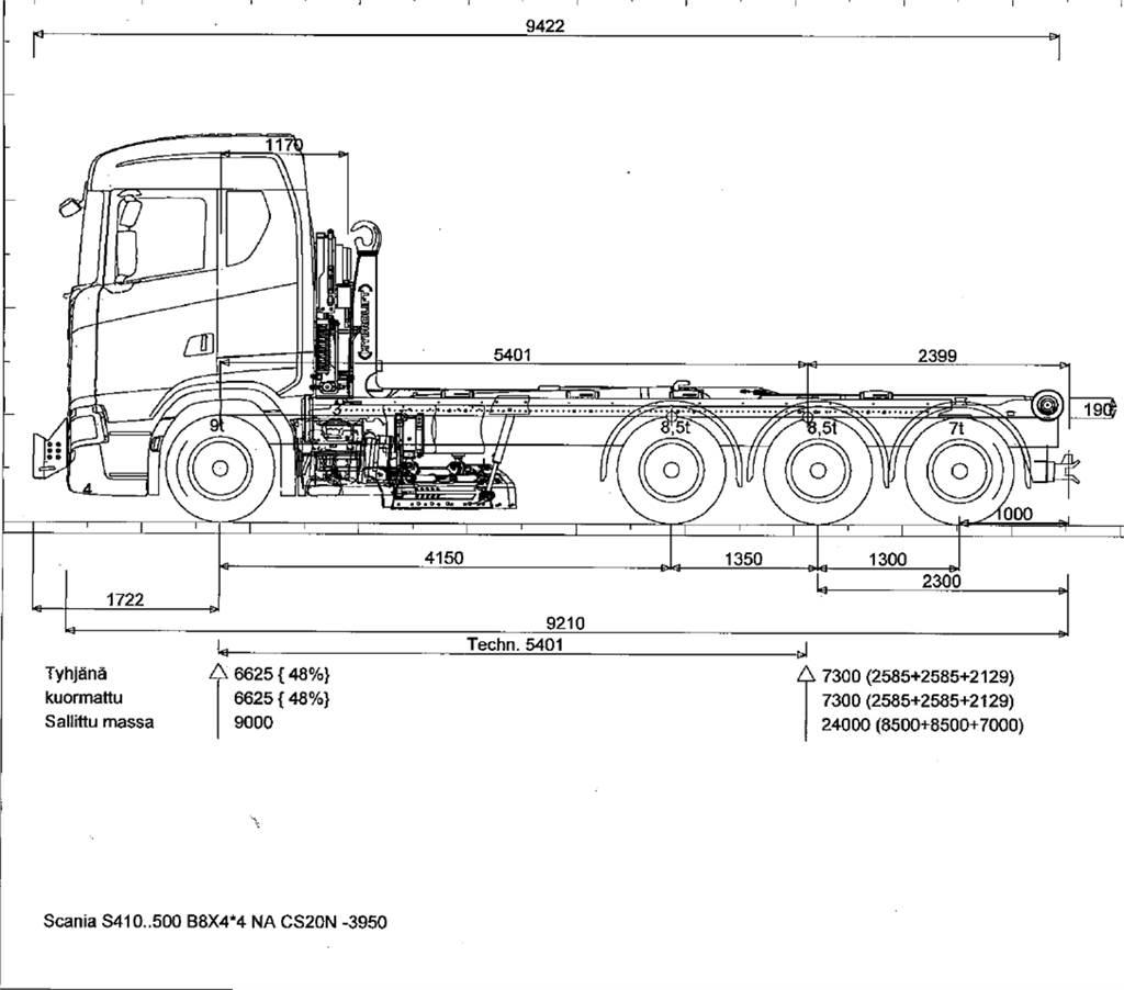 Scania R590 8x4 Вантажівки з гаковим підйомом