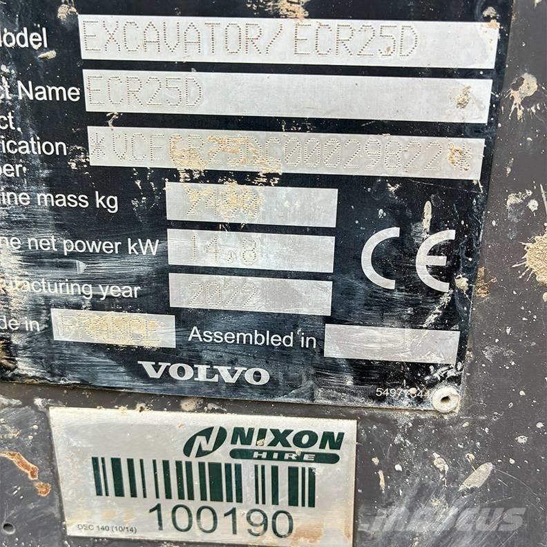 Volvo ECR25D Міні-екскаватори < 7т