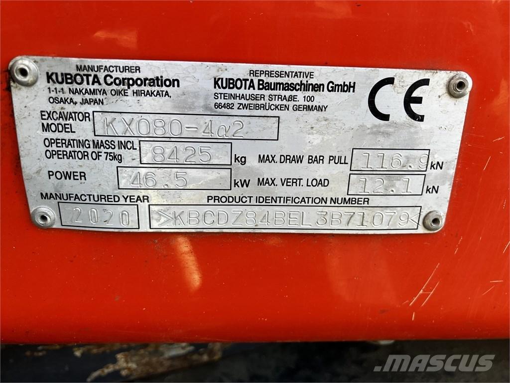 Kubota KX 080-4 A2 Середні екскаватори 7т. - 12т.