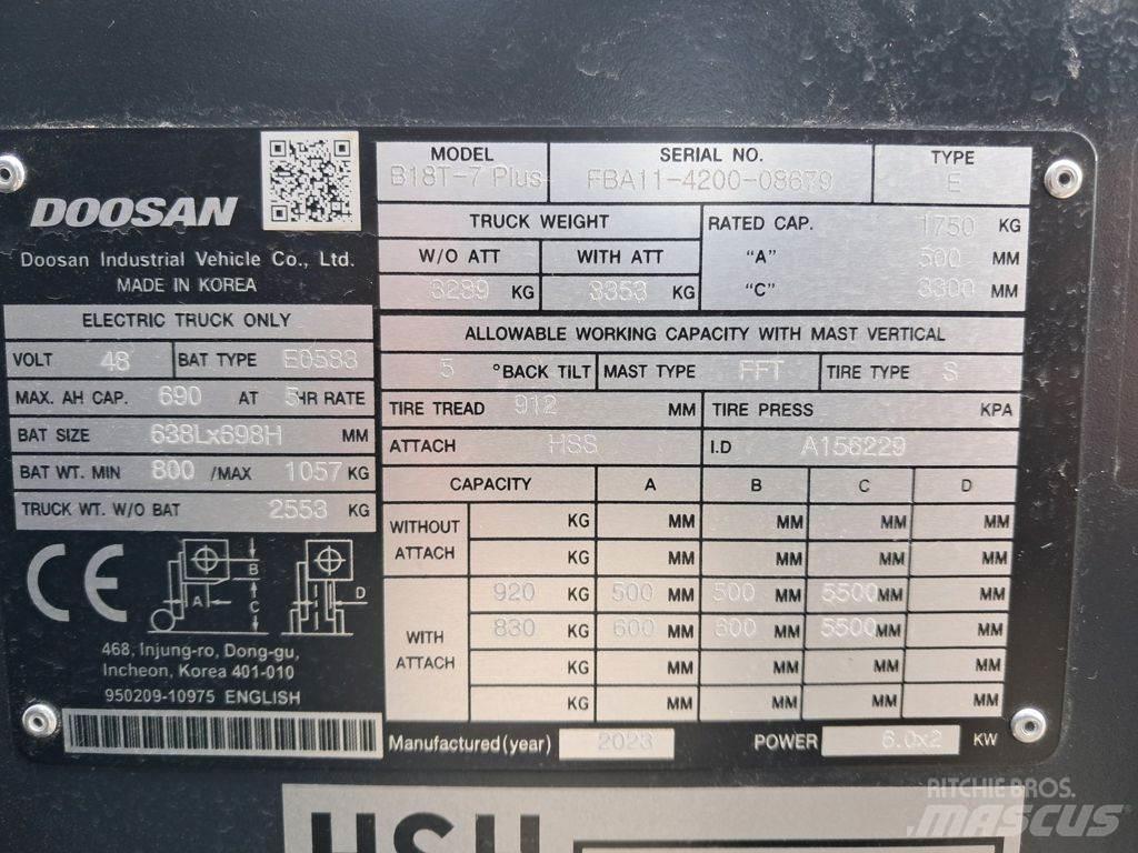 Doosan B18T-7 PLUS Електронавантажувачі