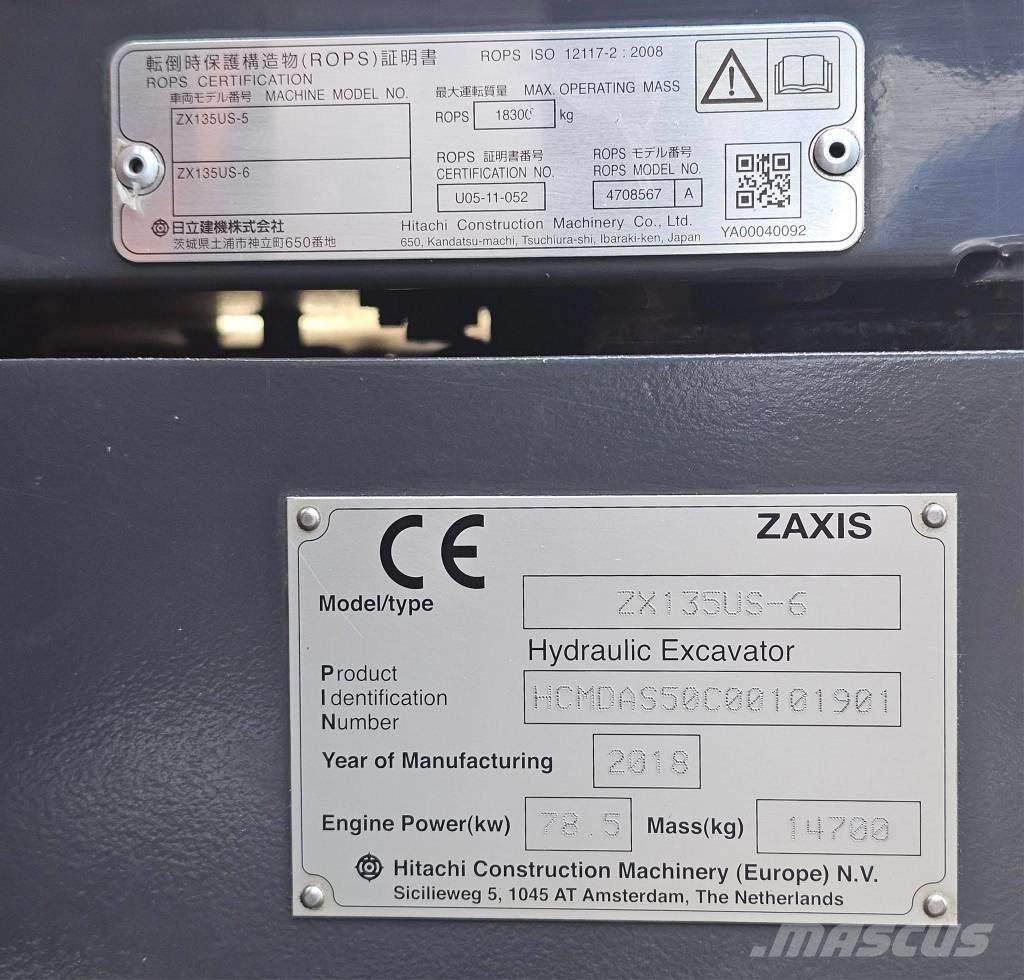 Hitachi ZX 135 US-6 Гусеничні екскаватори