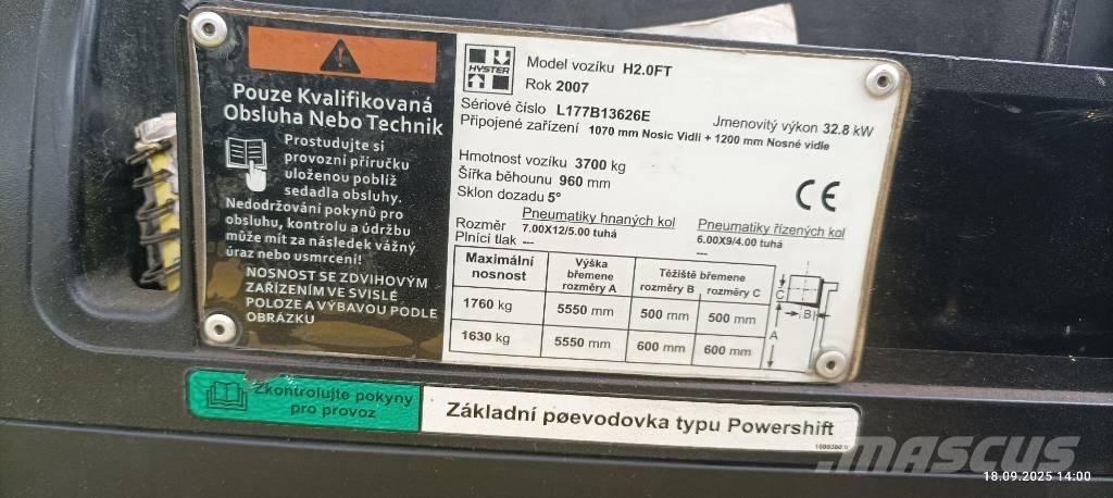 Hyster H2.0FT Газові навантажувачі