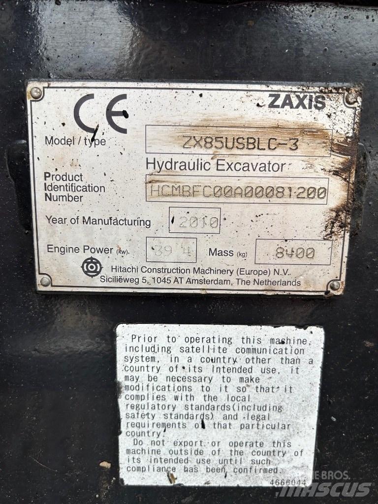 Hitachi Zaxis 85 USB Середні екскаватори 7т. - 12т.