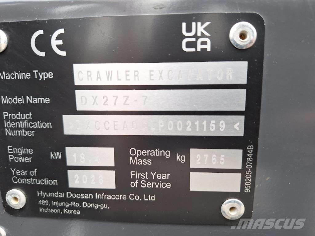 Develon DX 27 Z-7 Міні-екскаватори < 7т