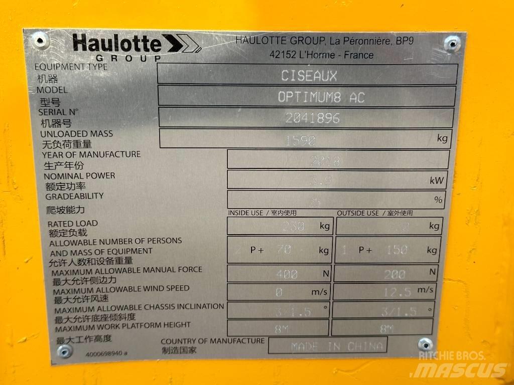 Haulotte OPTIMUM 8 Підйомники-ножиці