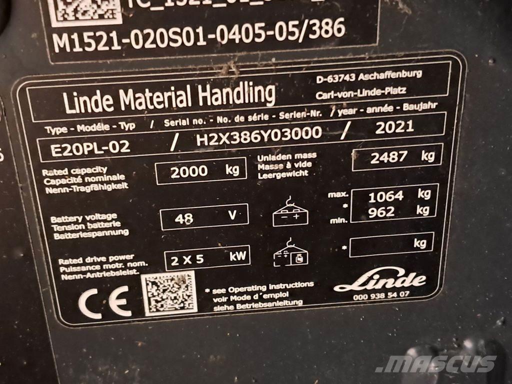 Linde E20PL-02 Електронавантажувачі