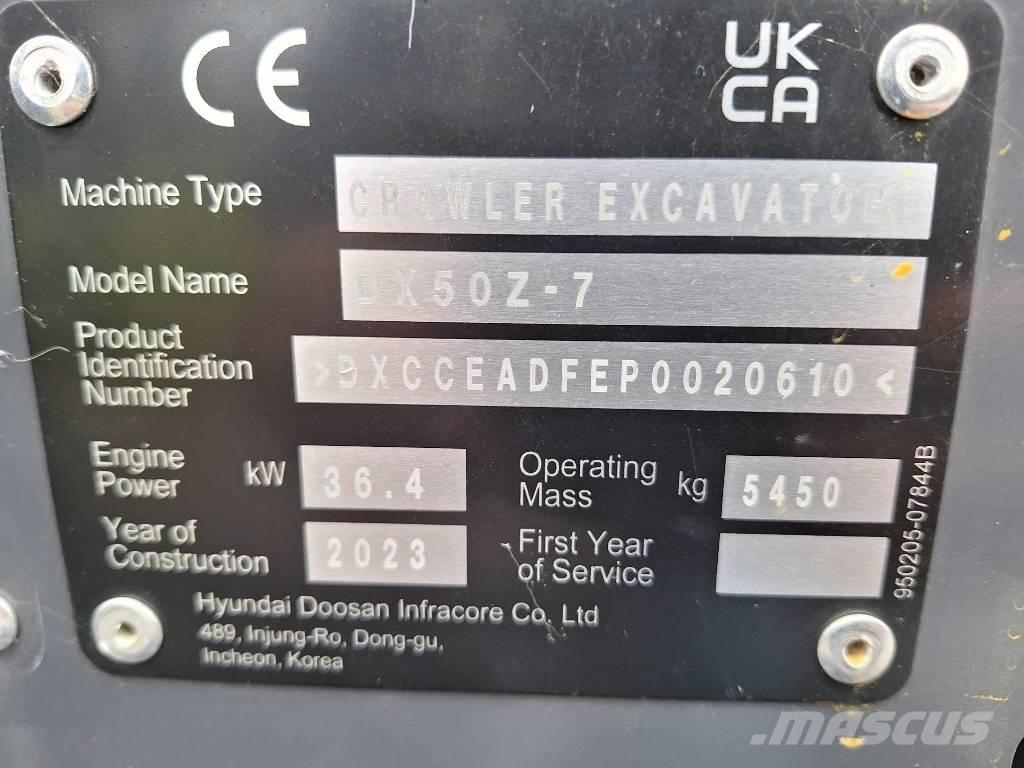 Develon DX 50 Z-7 Міні-екскаватори < 7т