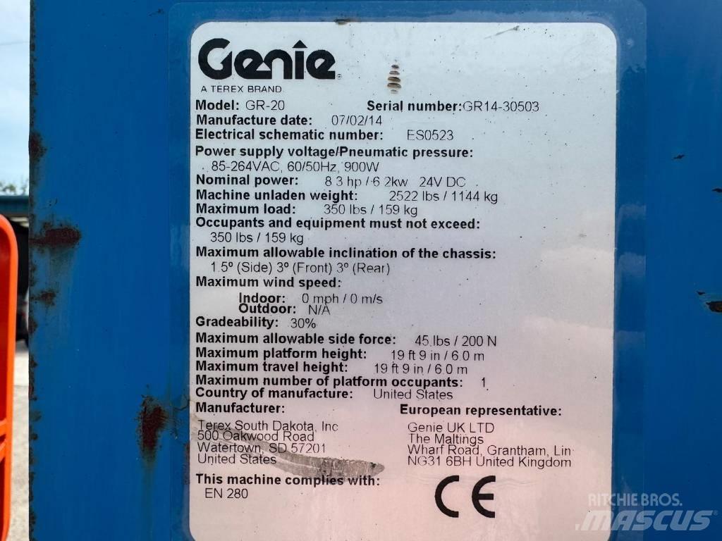 Genie GR 20 Вертикальні щоглові підйомники