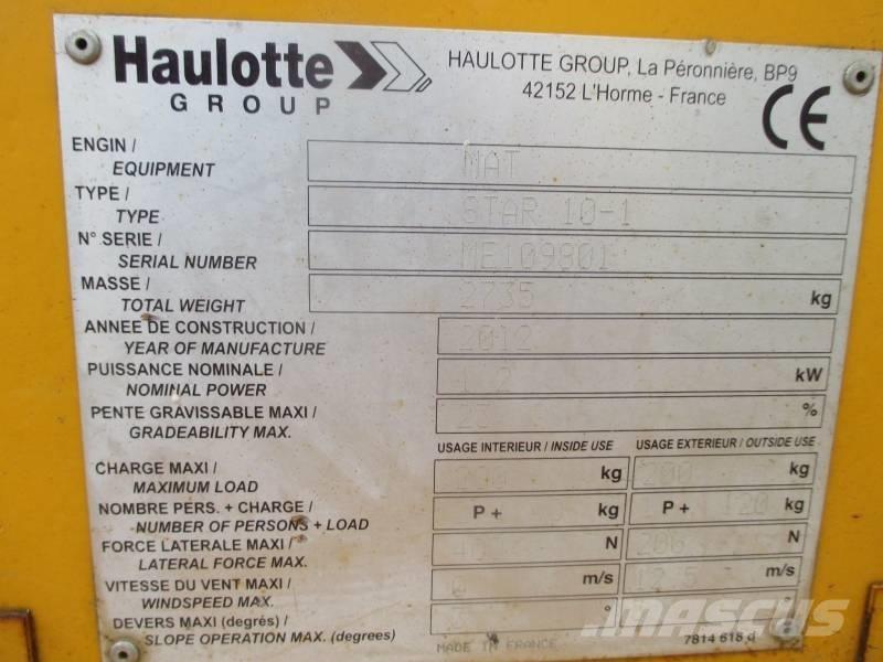 Haulotte Star 10 Вертикальні щоглові підйомники