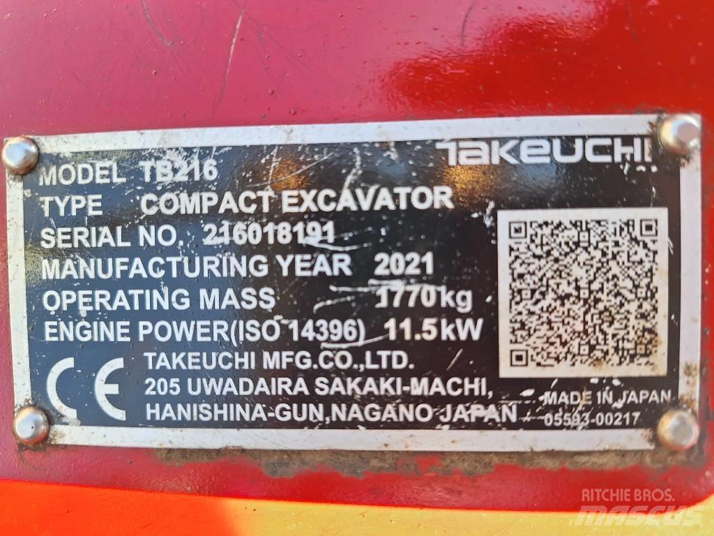 Takeuchi TB 216 Міні-екскаватори < 7т