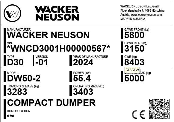 Wacker Neuson DW50-2 Міні самоскиди