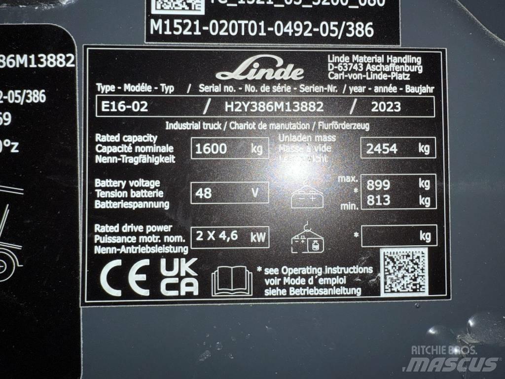 Linde E16/386-02 Електронавантажувачі