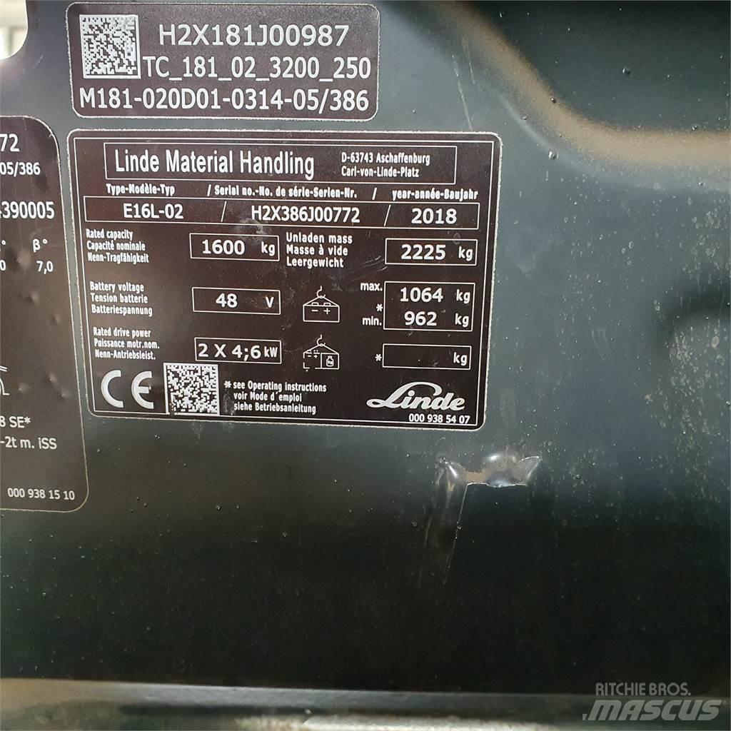 Linde E16L Електронавантажувачі