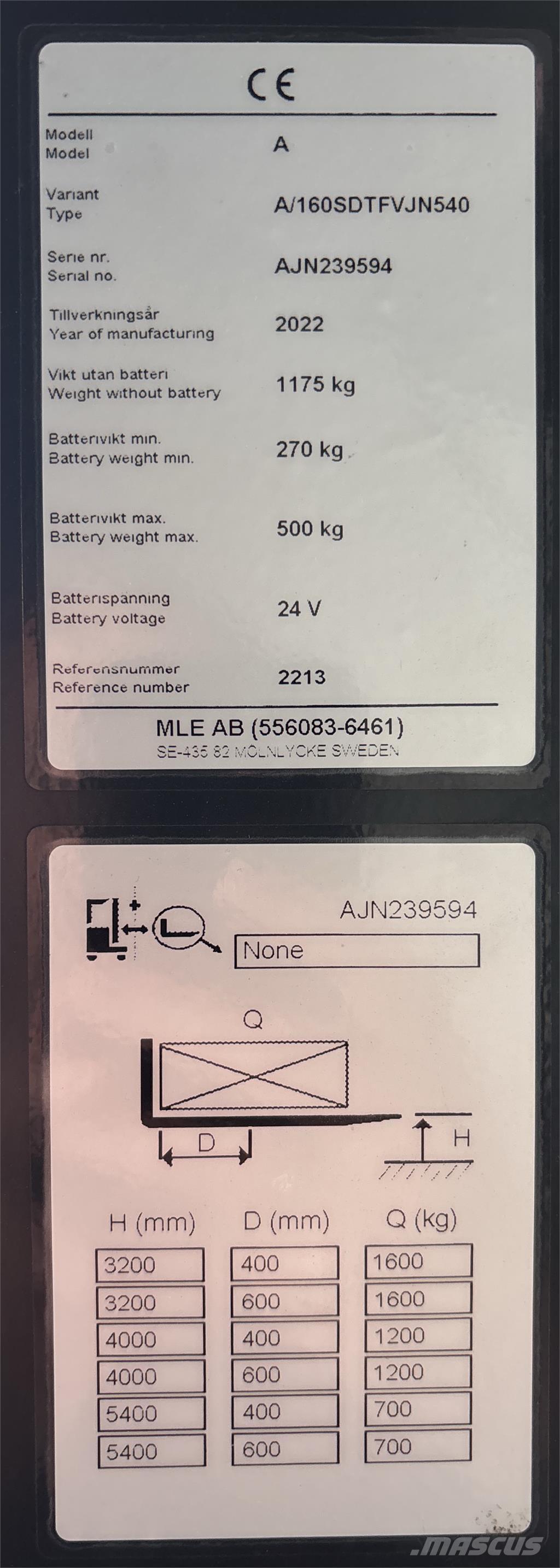 Atlet A160 Самохідні електроштабелери